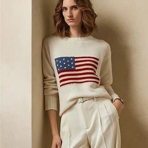 Polo by Ralph Lauren Cream Sweater with American Flag